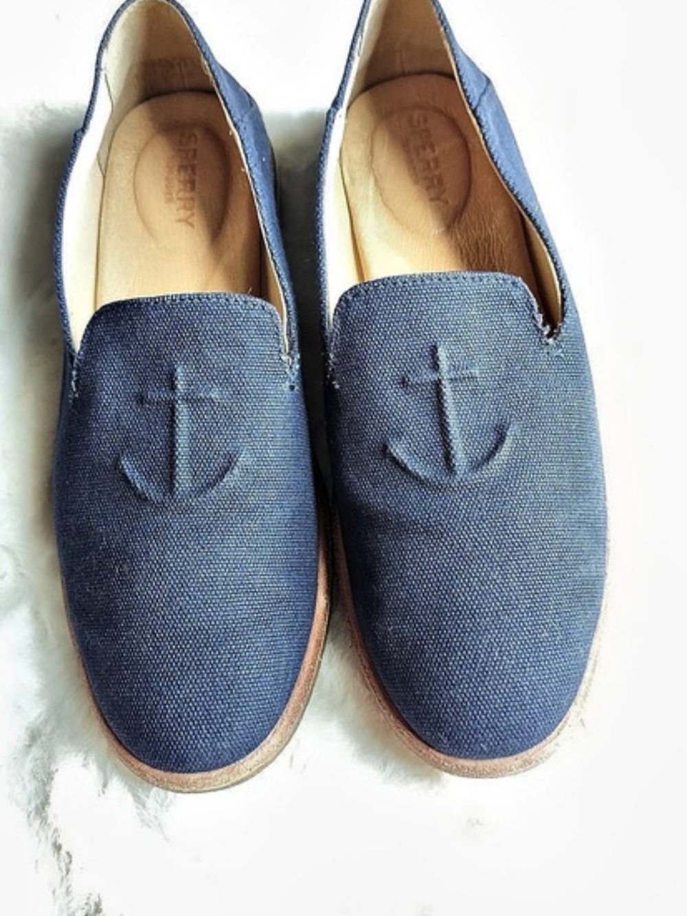 Sperry Blue Anchor Slip-On Loafers Women's Blue & Brown US 7.5